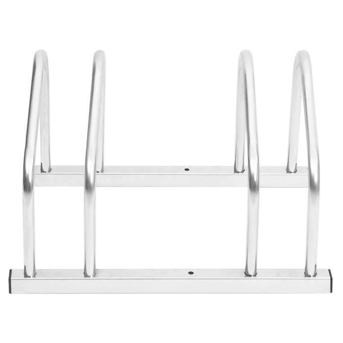vidaXL Soporte para 2 bicicletas, soporte para bicicletas con almacenamiento, soporte de suelo para bicicletas para garaje, jardín, patio, 154417