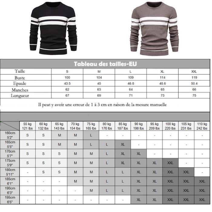 Jersey de hombre - FONDUPIN - Jersey clásico de punto a rayas con mangas largas - Negro - Cuello redondo - Hombre