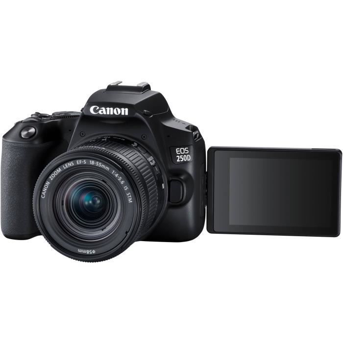 Appareil photo Reflex CANON 250D + Objectif 18-55 IS STM - Noir - 24.1 mégapixels - 4K - Bluetooth 4.1