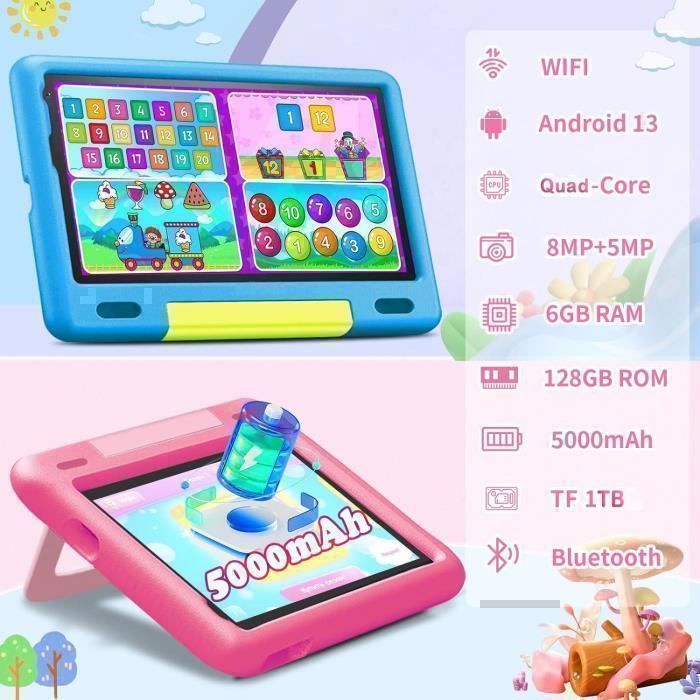 Kids Tablet - Android - 8 Inch - 6GB RAM - 128GB Storage - Pink