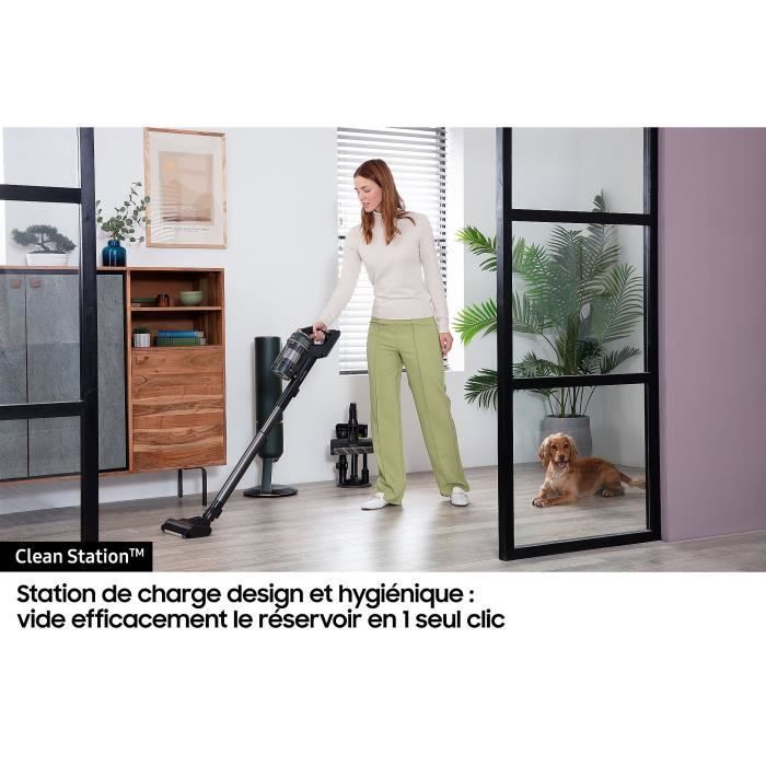 SAMSUNG Bespoke Jet Plus Pet VS20B95823W - Aspiradora con función de escoba + Clean Station 2.0 - 580 W - 210 AW