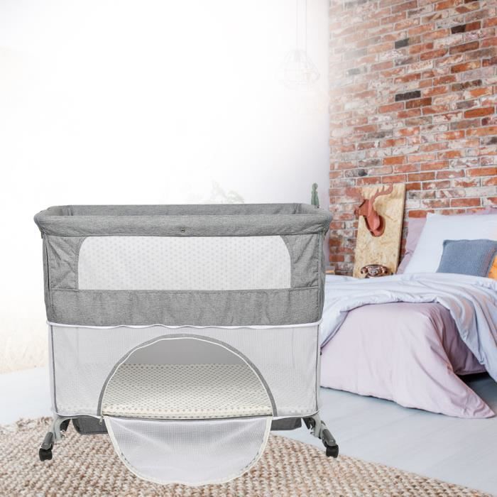 RUII Vagga - 3 i 1 Babysäng - Paraplysäng - Extrasäng - Grå - Essential - 15 kg - 95 x 58 x 74-90 cm