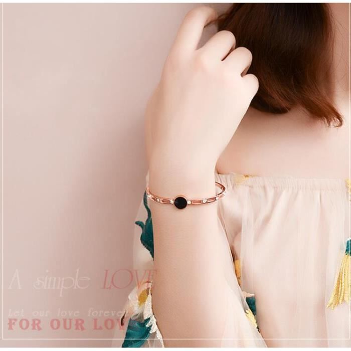 Women's Bracelet - Shell - Drilled Zirconium - Hollow - Open Spring - Titanium Steel - Rose Gold Bracelet - The best gift for the holidays