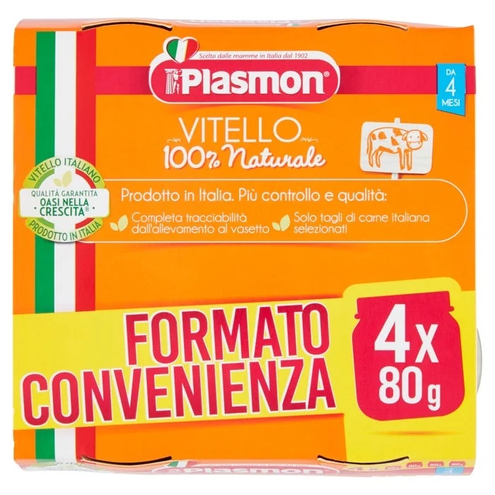 PLASMON Carne de vacuno homogeneizada Plasmon 4 x 80 g alimento infantil