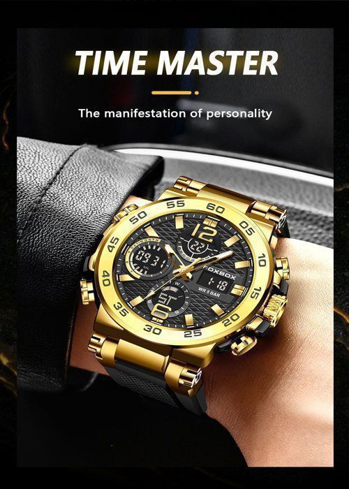 Men's Watch - Men's Sports Watch - Luminous - Lightweight Waterproof Men's Watch for Sports and Leisure - (Black Gold)