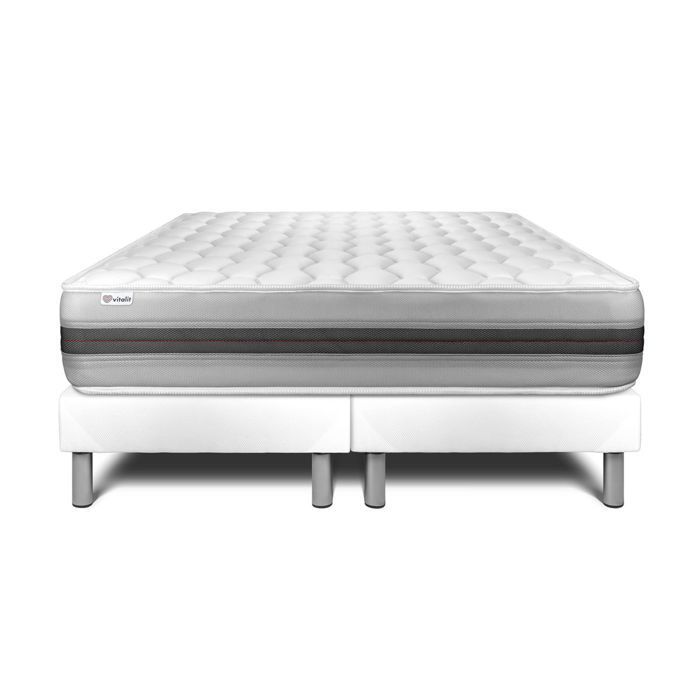 Matras en bedbodemset 200x200 cm - 2 witte bedbodems - Vitalspring Recover wit