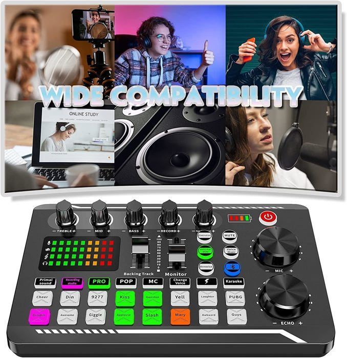Condenser Microphone Kit, Podcast Kit, Streaming Microphone, Mixing Console Kit with Live Sound Card