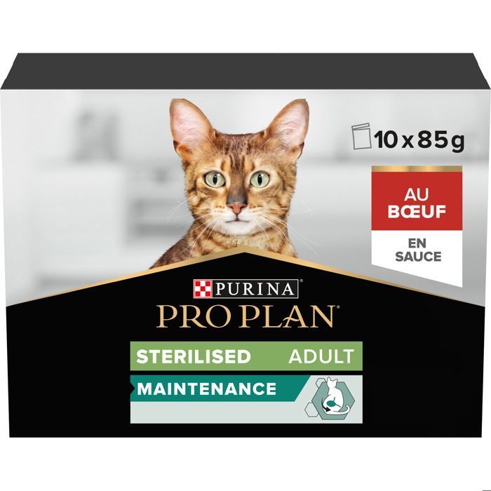 Pâtée pour chat - Purina® PRO PLAN® - Adult STERILISED MAINTENANCE - Boeuf - 10x85g - Aliment complet