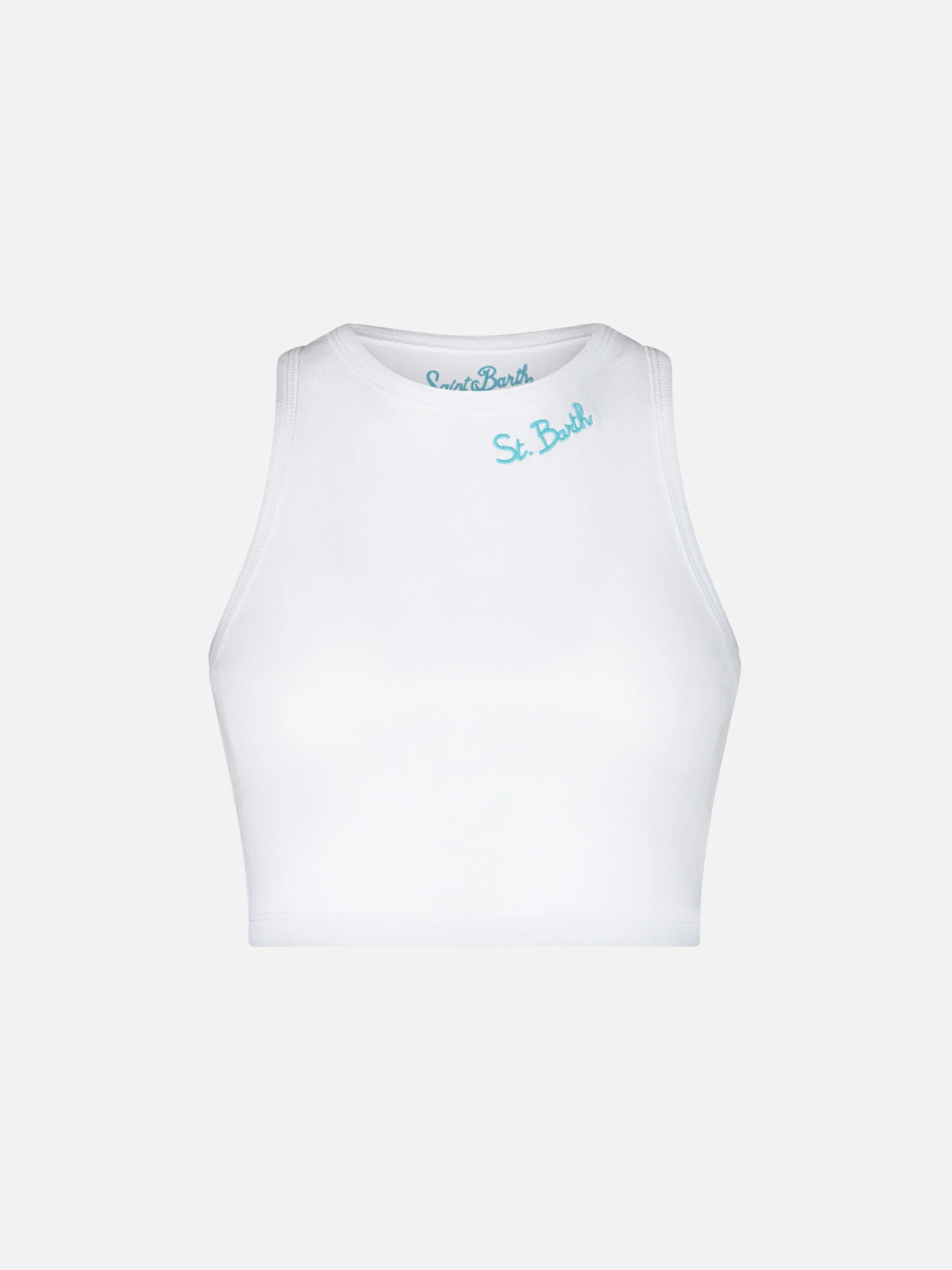 Katoenen crop top met St. Barth-borduurwerk | MELISSA SATTA EDITION S