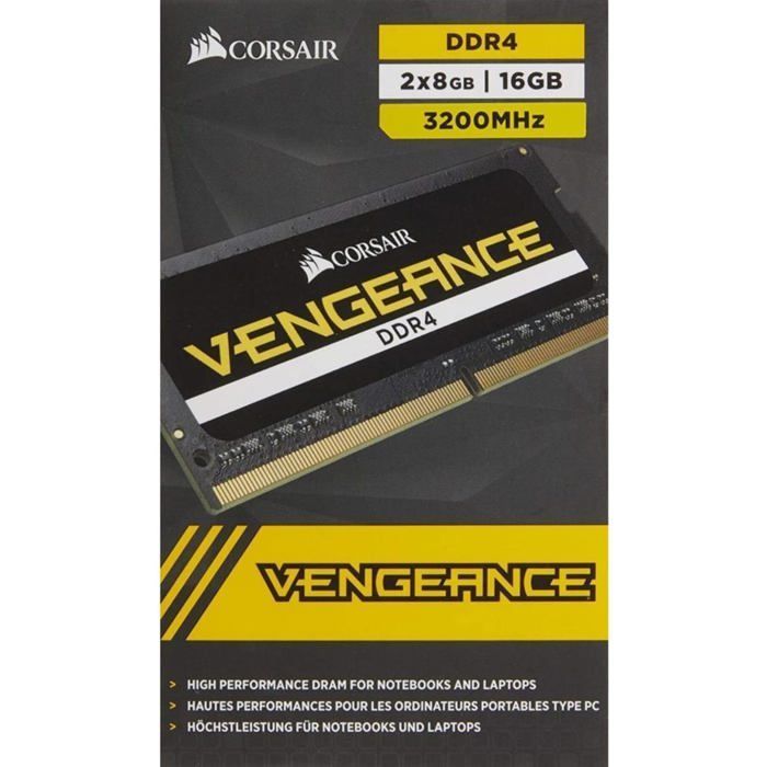 RAM Memory - CORSAIR - CMSX16GX4M2A3200C22 - VENGEANCE - DDR4 - 2x8GB SODIMM - 3200MHz - CL 22 - 1.2V