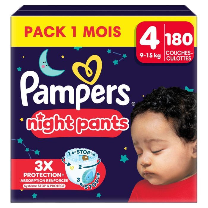 Pampers Baby-Dry Night Pants, Talla 4, 180 pañales-culottes