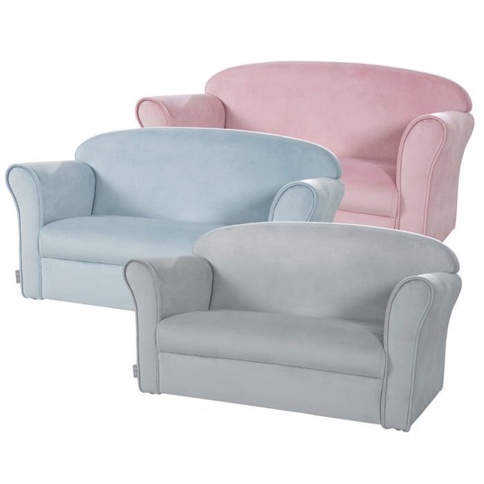 ROBA Mini Canapé Enfant en Velours Lil Sofa - Dossier Confortable avec Accoudoirs - Gris