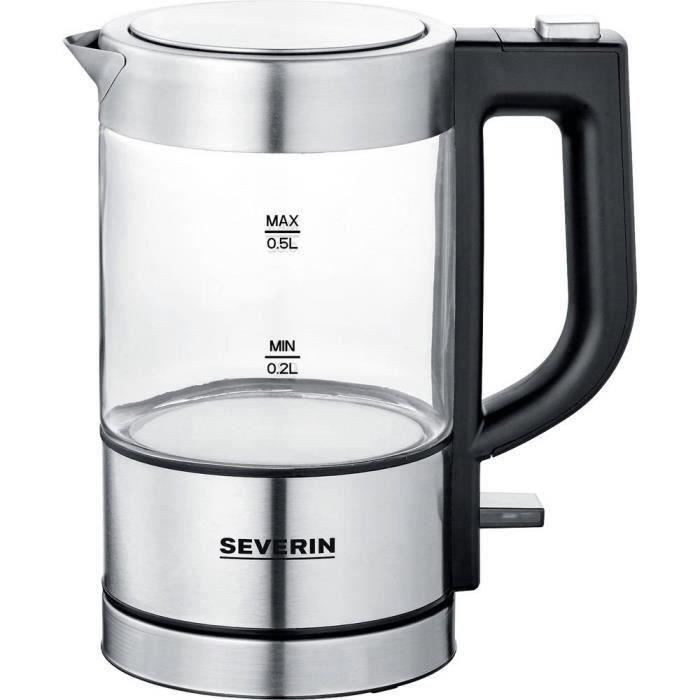 Bollitore - SEVERIN - WK 3472 - 0,5 L - 1100 W - Vetro/Acciaio inox - Base girevole a 360°