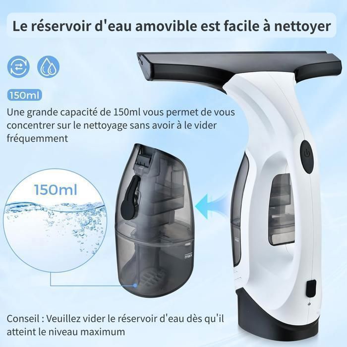 MONMECD Electric Window Cleaner – Streak-Free Cleaning – Rechargeable Battery – 35-Minute Runtime