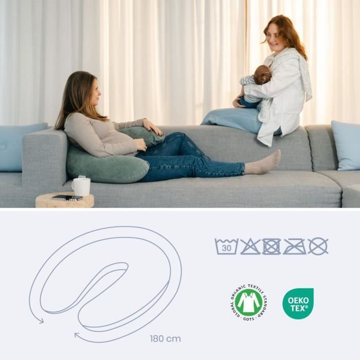 Pregnancy and nursing pillow - DOOMOO - Buddy - Ultra comfort - Oeko-Tex certified - Green Corduroy