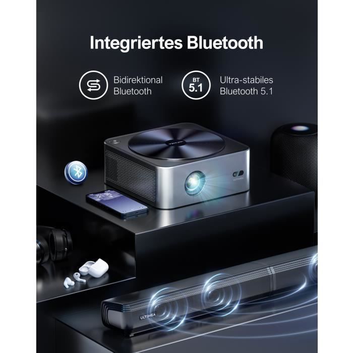 Ultimea Vidéoprojecteur WiFi Bluetooth Auto Focus/Keystone, Rétroprojecteur 4K Full HD 1080P Natif Home Cinéma 700ANSI 21000Lux