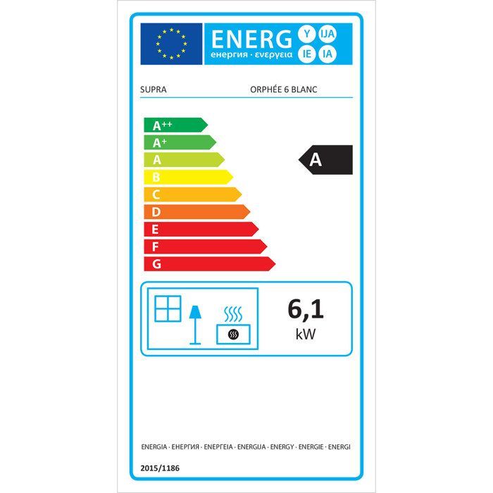 Supra Poêle à granulés de bois 6.1kw blanc - orphee 6 blanc