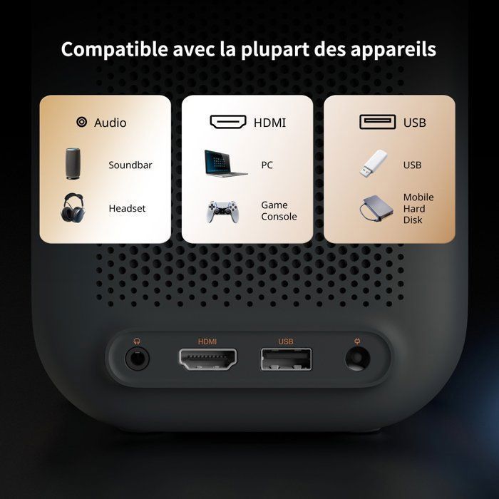 WEMAX Mini 4K Projector - Netflix & Google TV Certified - Native 1080P - WiFi/Bluetooth - Dolby Audio - for Home Cinema/Gaming