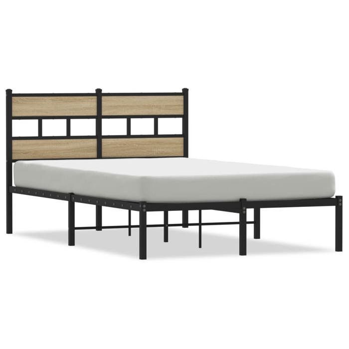 Estructura de cama - vidaXL - Metal - Roble Sonoma - 120x190 cm - Base de láminas incluida