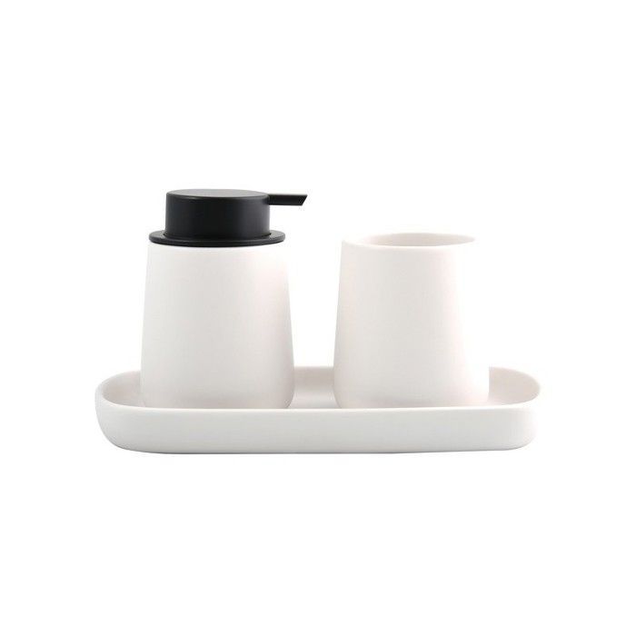 MAONIE Juego de 3 accesorios de baño de cerámica blanca mate MSV