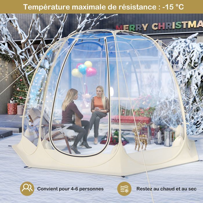 Tienda de campaña plegable de PVC COSTWAY para 5-6 personas con bolsa de transporte y estacas, resistente a la intemperie, 265 x 265 cm