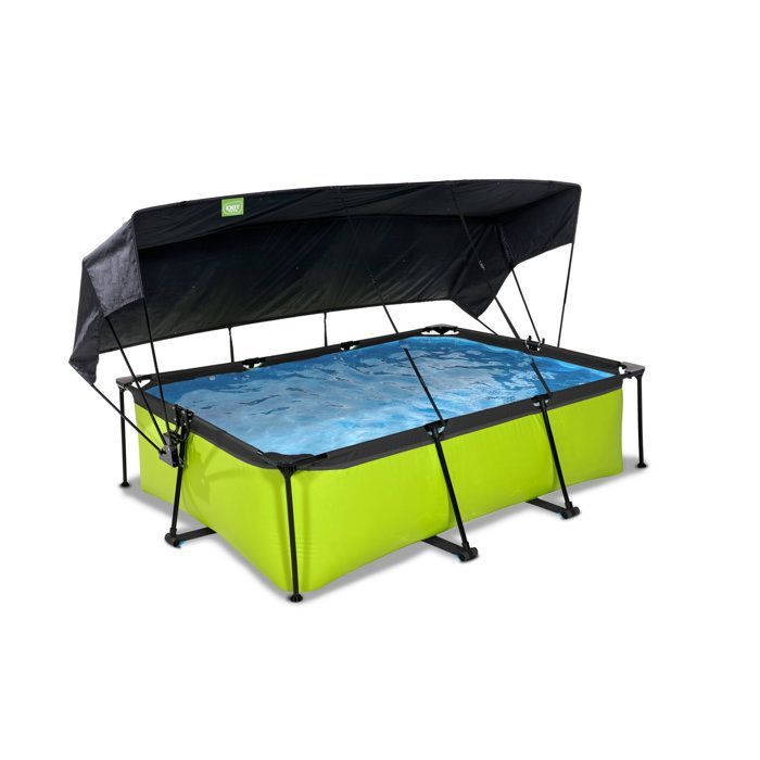 Piscina EXIT Lime de 220x150x65 cm con bomba de filtro y toldo - verde