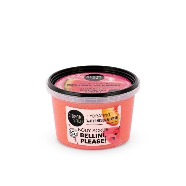 Telový peeling Bellini Please s príchuťou melónu a broskyne Organic Shop