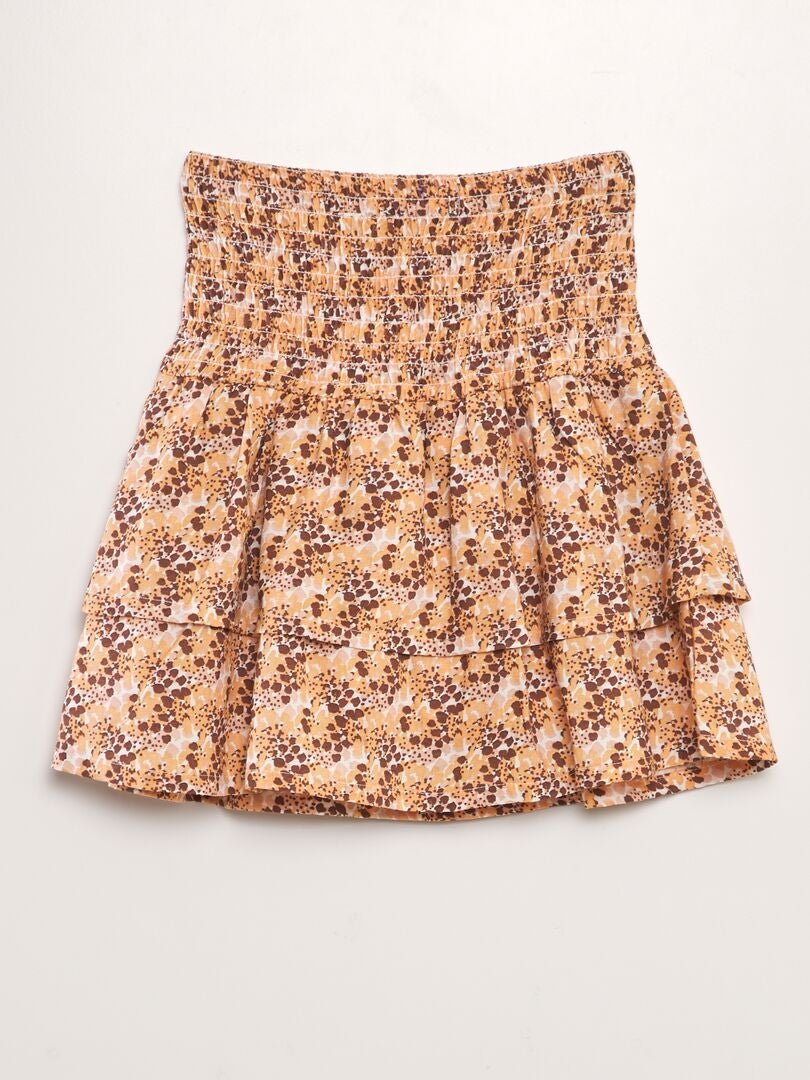 Rok met ruches en print - ROZE