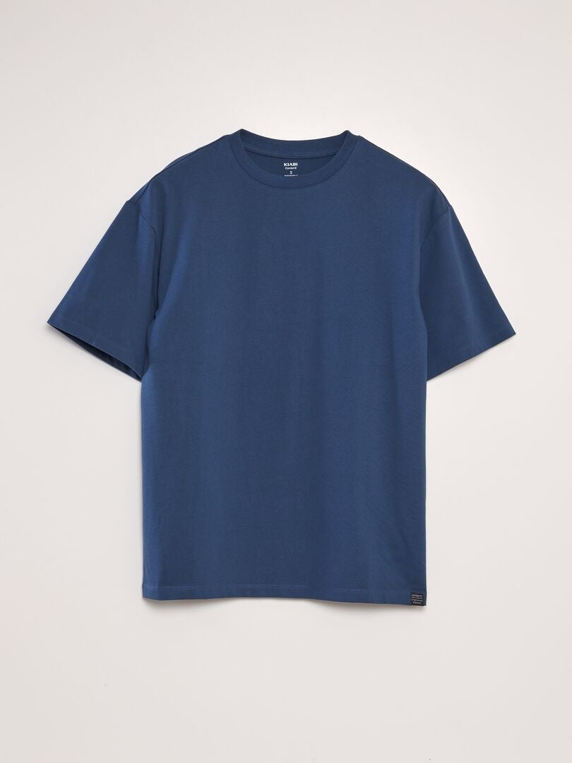 Effen katoenen T-shirt - BLAUW