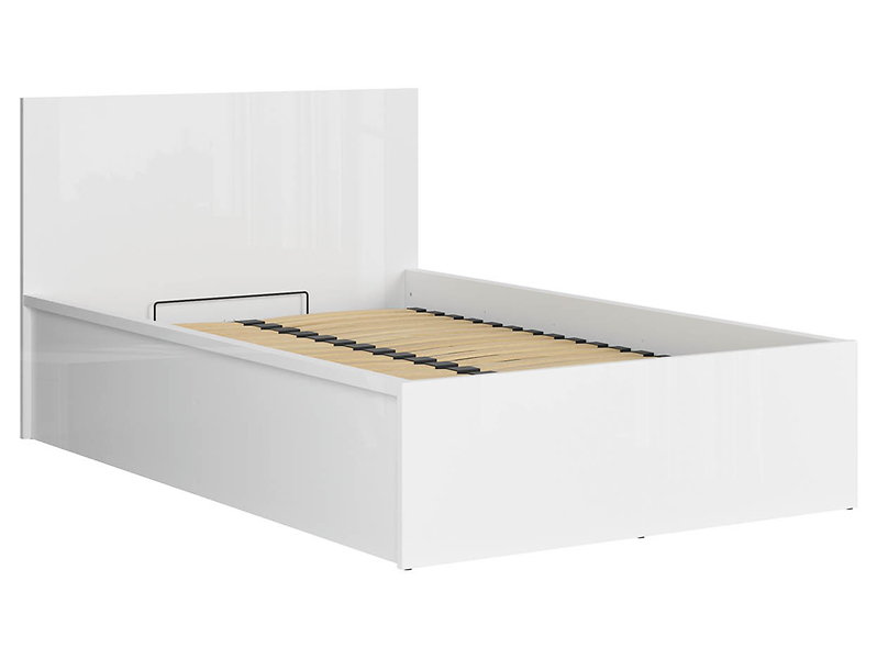 Łóżko Tetrix 120x200 ze stelażem i pojemnikiem biały połysk