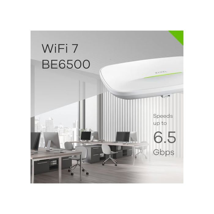 Access Point WiFi 7 - Zyxel - BE6500 - 6,5 Gbps - BandFlex 5GHz/6GHz - Doppia antenna ottimizzata - MLO WiFi 7