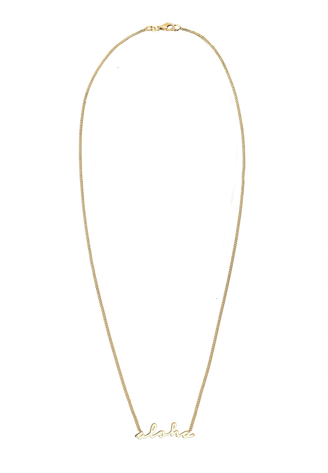 Elli Inscription Aloha Collier Femme - Plaqué Or Argent (925/1000)
