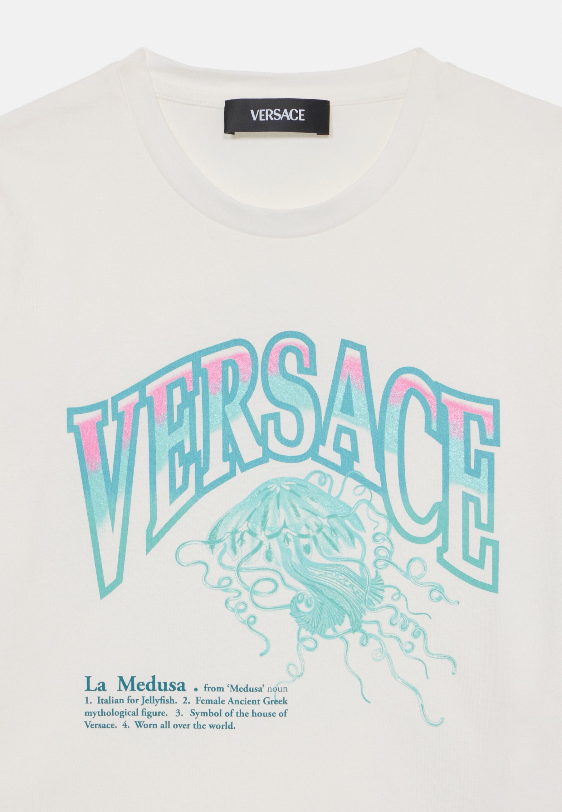 Versace LA MEDUSA VARSITY PRINT UNISEX - Bedrucktes T-Shirt - weiß/mehrfarbig
