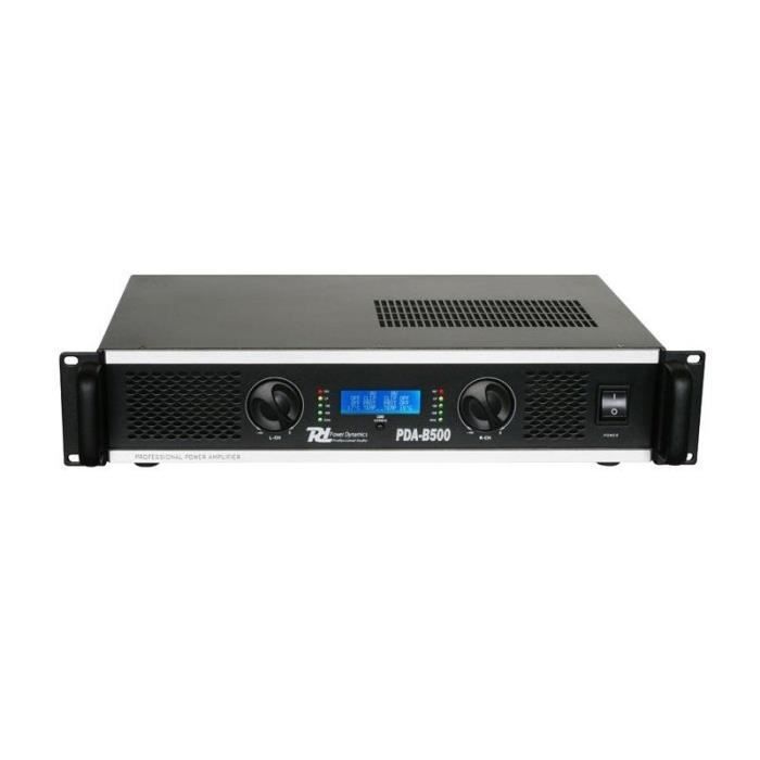 Amplificador profissional - POWER DYNAMICS - PDA-B500 - 500 Watts - Ventoinha silenciosa - Tela LCD azul