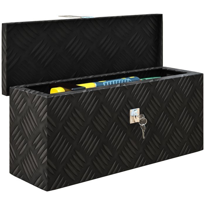 Storage box - HOMCOM - aluminum, key lock - dimensions: 50L x 15.5W x 20.5H cm