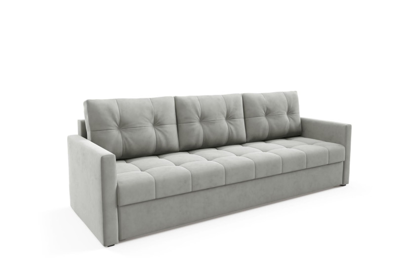 Elegancka sofa OLIVIA 230 cm z funkcją spania pikowana Jasno Szara