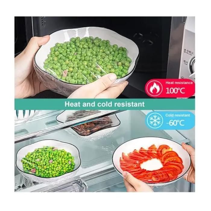 300PCS Film Alimentaire Reutilisable,Alimentaire Reutilisable,Film Etirable Elastique en Plastique Jetable,Sacs de Conservation