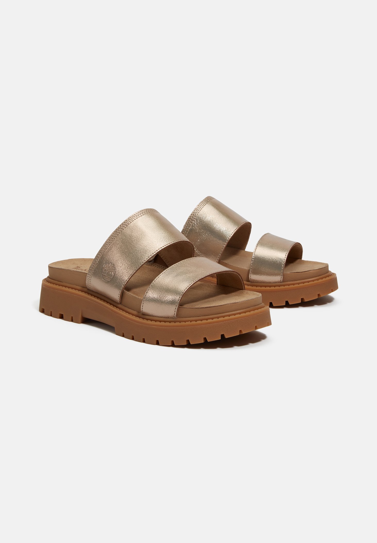 Timberland SLIDE - Klapki - złoty metalik