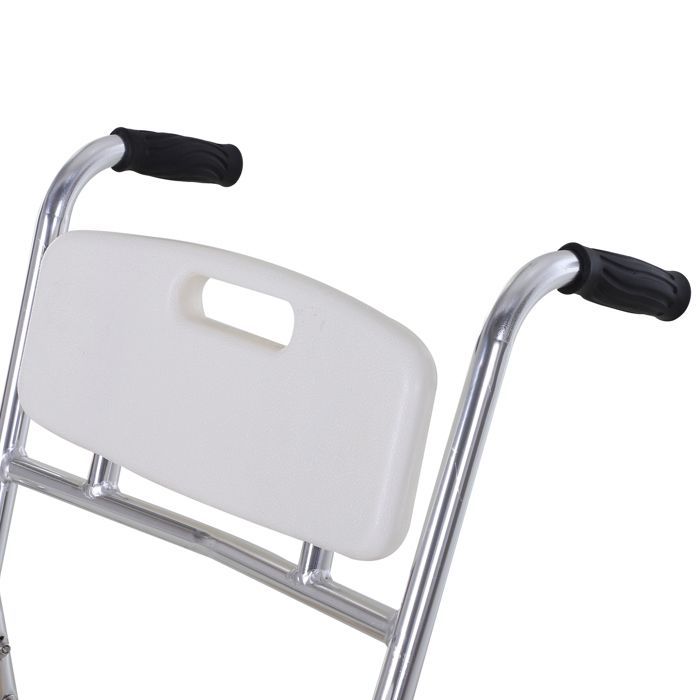 Chaise percée à roulettes - HOMCOM - fauteuil roulant percé douche seau amovible accoudoirs repose-pied - acier HDPE - blanc
