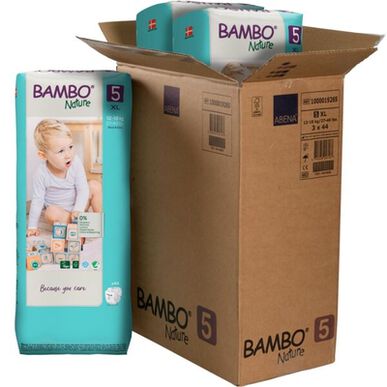 Bambo Nature zēnu un meiteņu autiņbiksītes bez smaržvielām, XL iepakojumā, 5. izmērs, 12–18 kg, 44 gab.