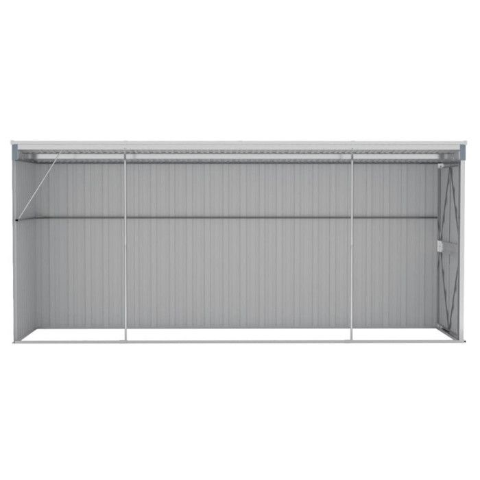 Caseta de jardín mural vidaXL, gris, 118 x 382 x 178 cm, acero galvanizado