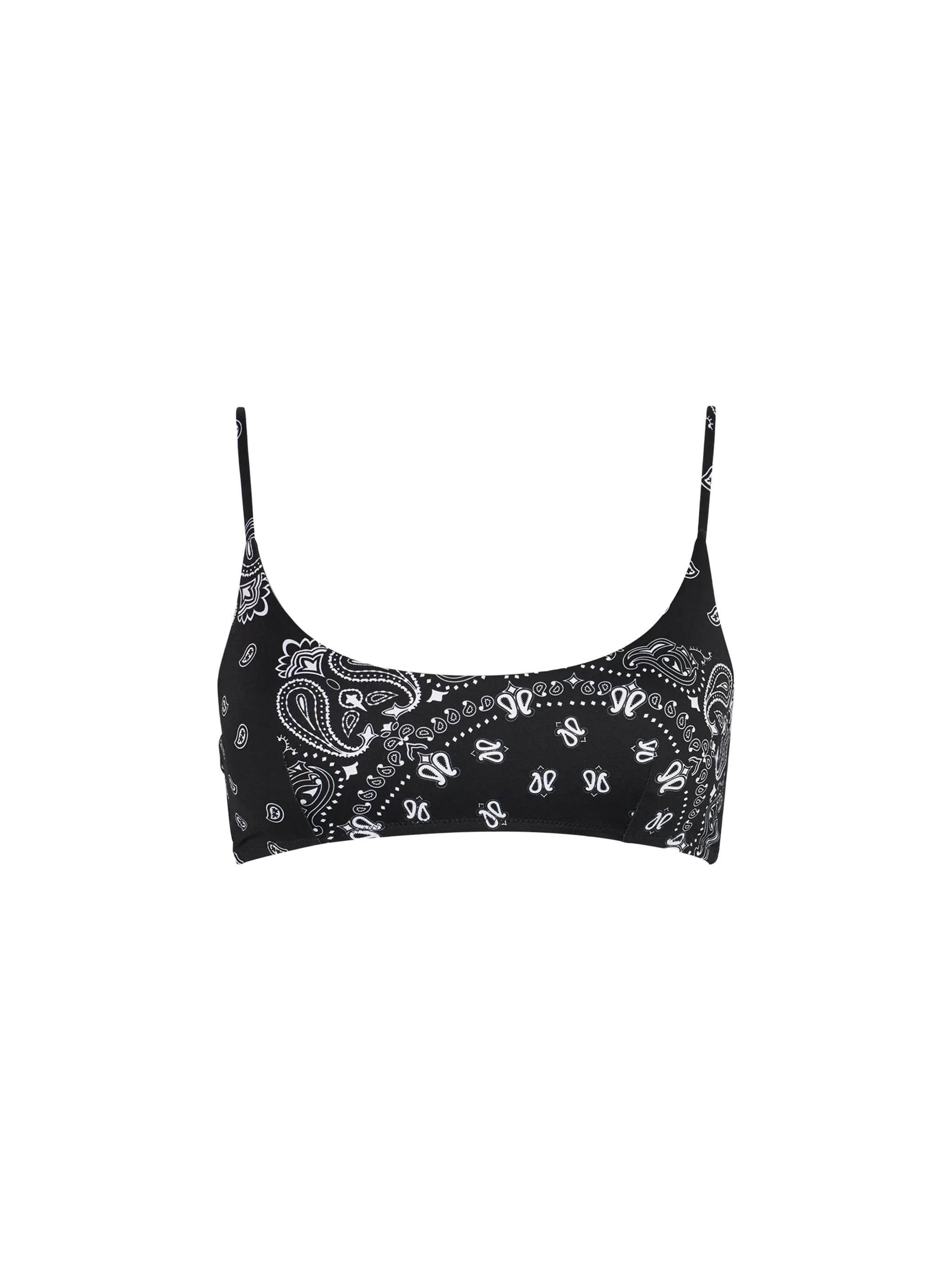 Traje de baño de mujer con top triangular y tirantes.