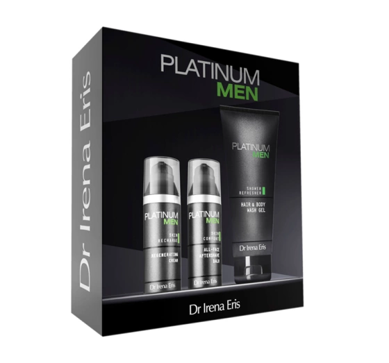 Dr Irena Eris Platinum Men zestaw balsam po goleniu 50 ml   krem do twarzy 50 ml   żel do mycia 200 ml