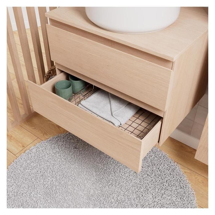 Set mobile bagno singolo SORRENTO da 60 cm + lavabo + rubinetto + specchio + colonna