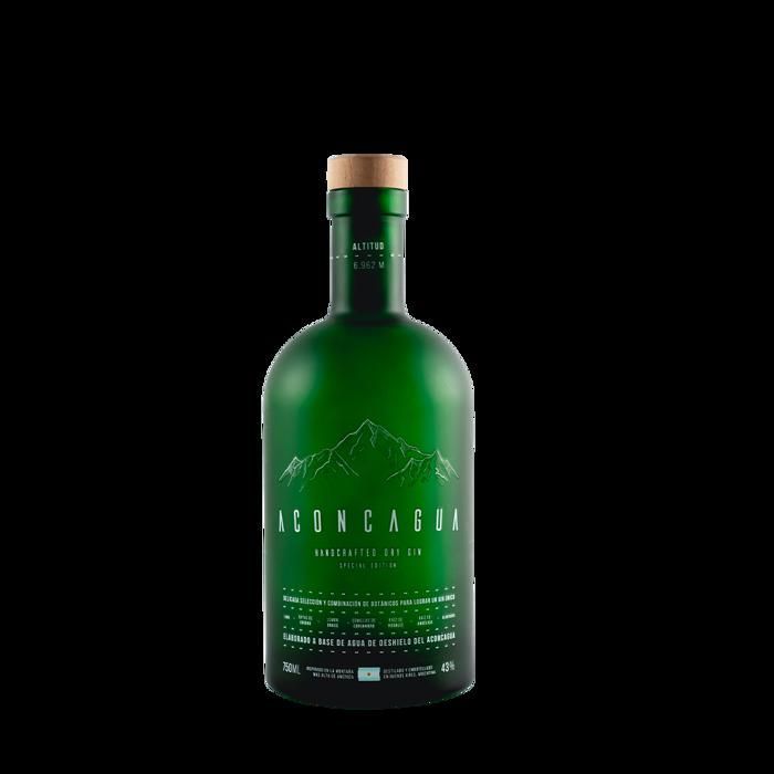 Gin artisanal Aconcagua en bouteille de 750 ml. Édition spéciale. Citron vert et citronnelle