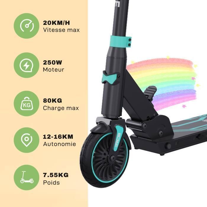 RCB R15 Trottinette électrique pliable enfant Seul 7,55 kg Hauteur ajustable Cadeau pour Enfant et Ados Bleu