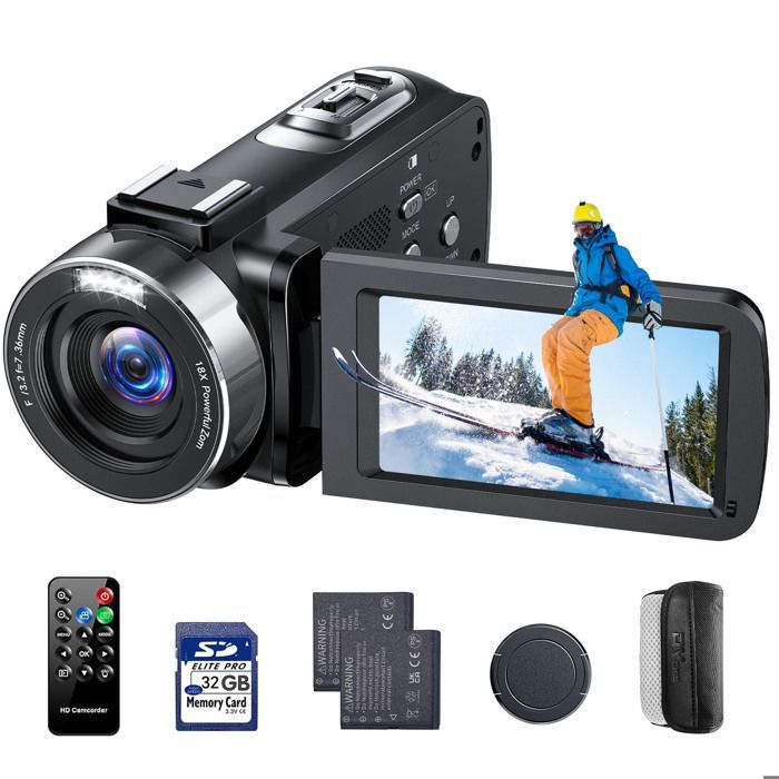 Filmadora 4K de 42MP, Câmera para Vlogs, Zoom Digital de 18x, Tela Giratória de 3