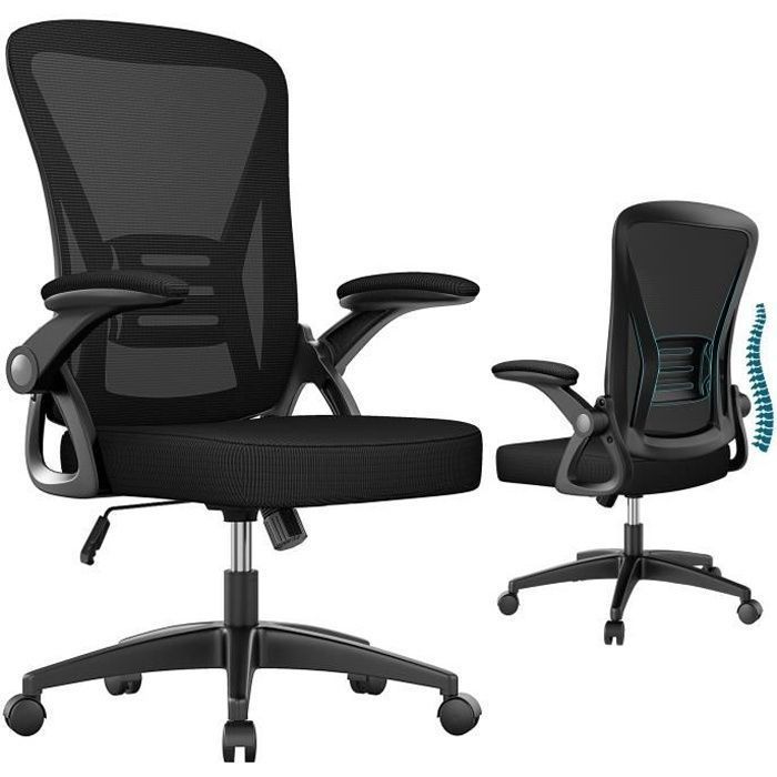 Silla de oficina giratoria 360° | Silla de oficina ergonómica | Altura y respaldo ajustables / Reposabrazos ajustables | Carga máxima