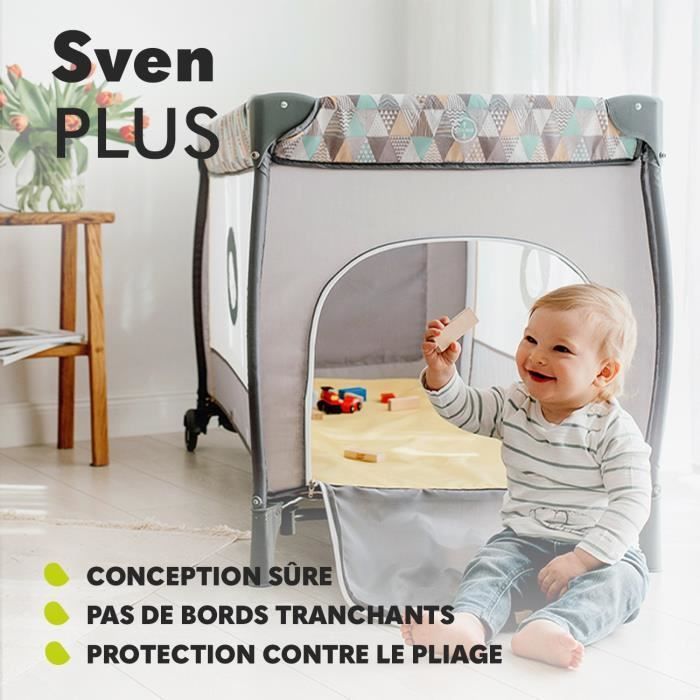 LIONELO Sven Plus - 2-i-1 Baby Rejseseng - Fra 0 til 36 Måneder - Puslebord - Myggenet og Tilbehør - Grå