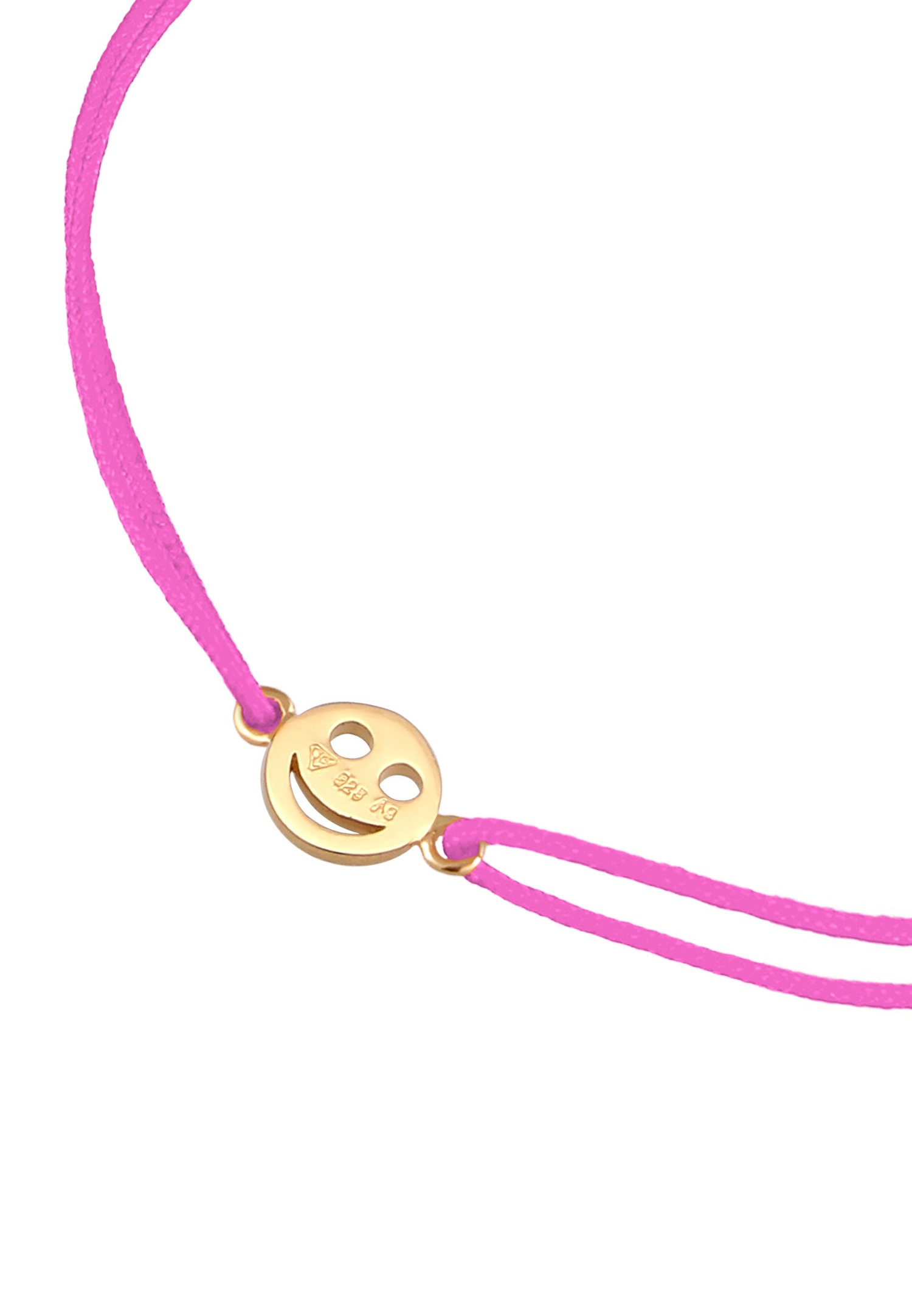 Elli Femmes symbole Smiling Face avec nylon rouge en Argent Sterling 925 Plaqué Or